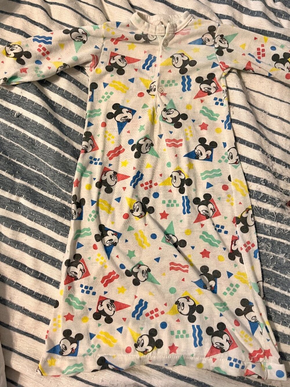 Vintage Disney Dundee Mickey Mouse Baby Gown Sleeper All Over Print 80s 90s
